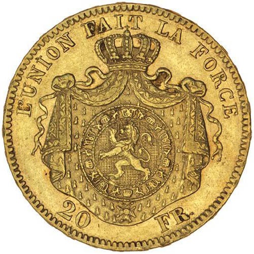 20 Francs Belgium Gold Coin For Sale (Circulated) - Image 2