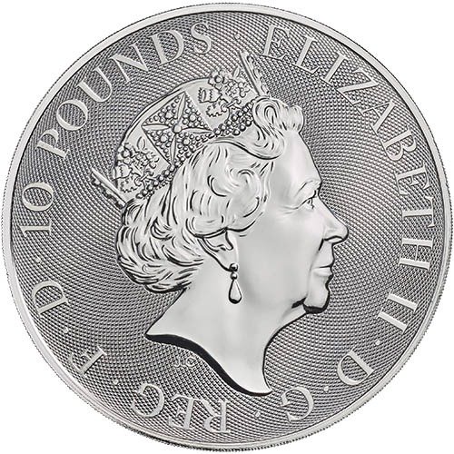 2019 10 oz British Silver Queens Beast Unicorn Coin - Image 2