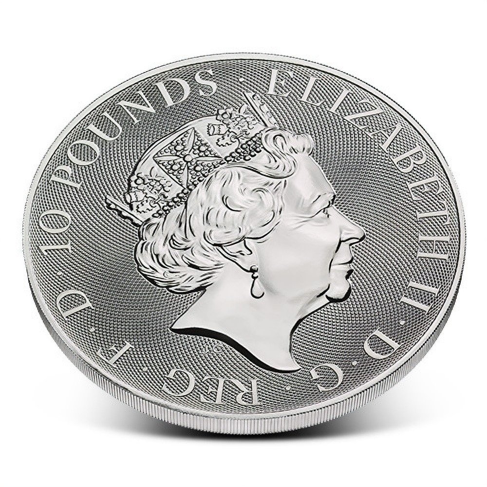 2021 10 oz British Silver Queens Beast White Lion Coin - Image 2