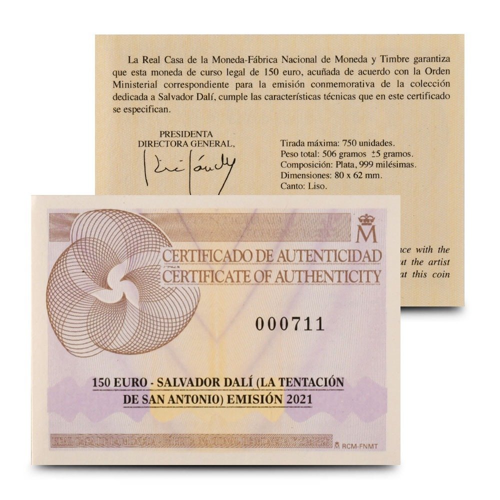 2021 Proof French and Spanish Silver Twin Collection Salvador Dali 2 Coin Set - Image 4