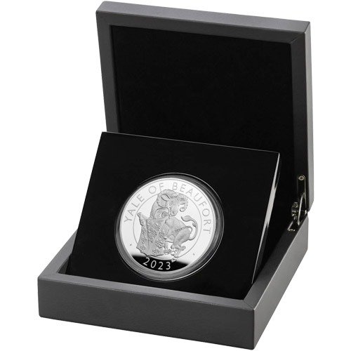 2023 5 oz Proof British Silver Tudor Beasts Yale of Beaufort Coin (Box + CoA) - Image 2