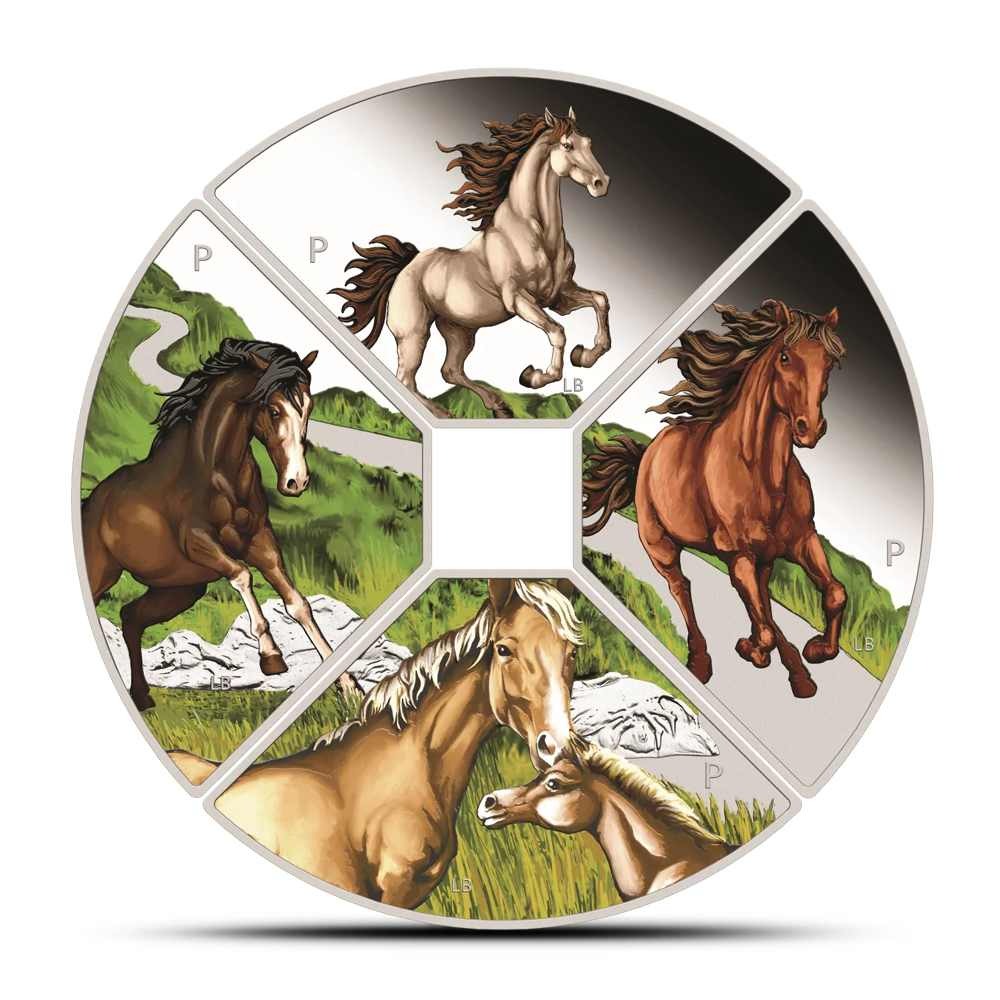 1 oz Tuvalu Silver Lunar Horse Quadr