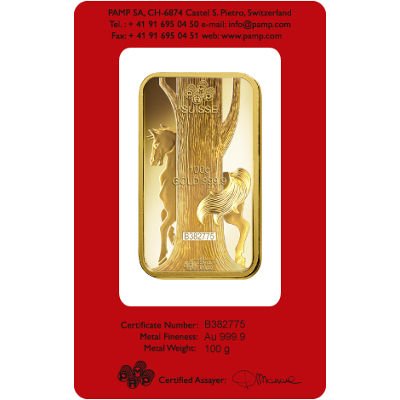 100 Gram PAMP Suisse Lunar Horse Gold Bar (New w/ Assay) - Image 4