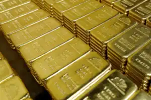 Gold bullion in vault